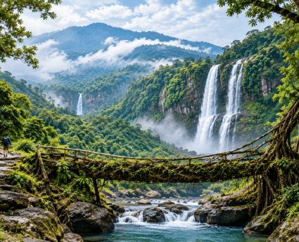 Meghalaya Living Root Bridge AI Image
