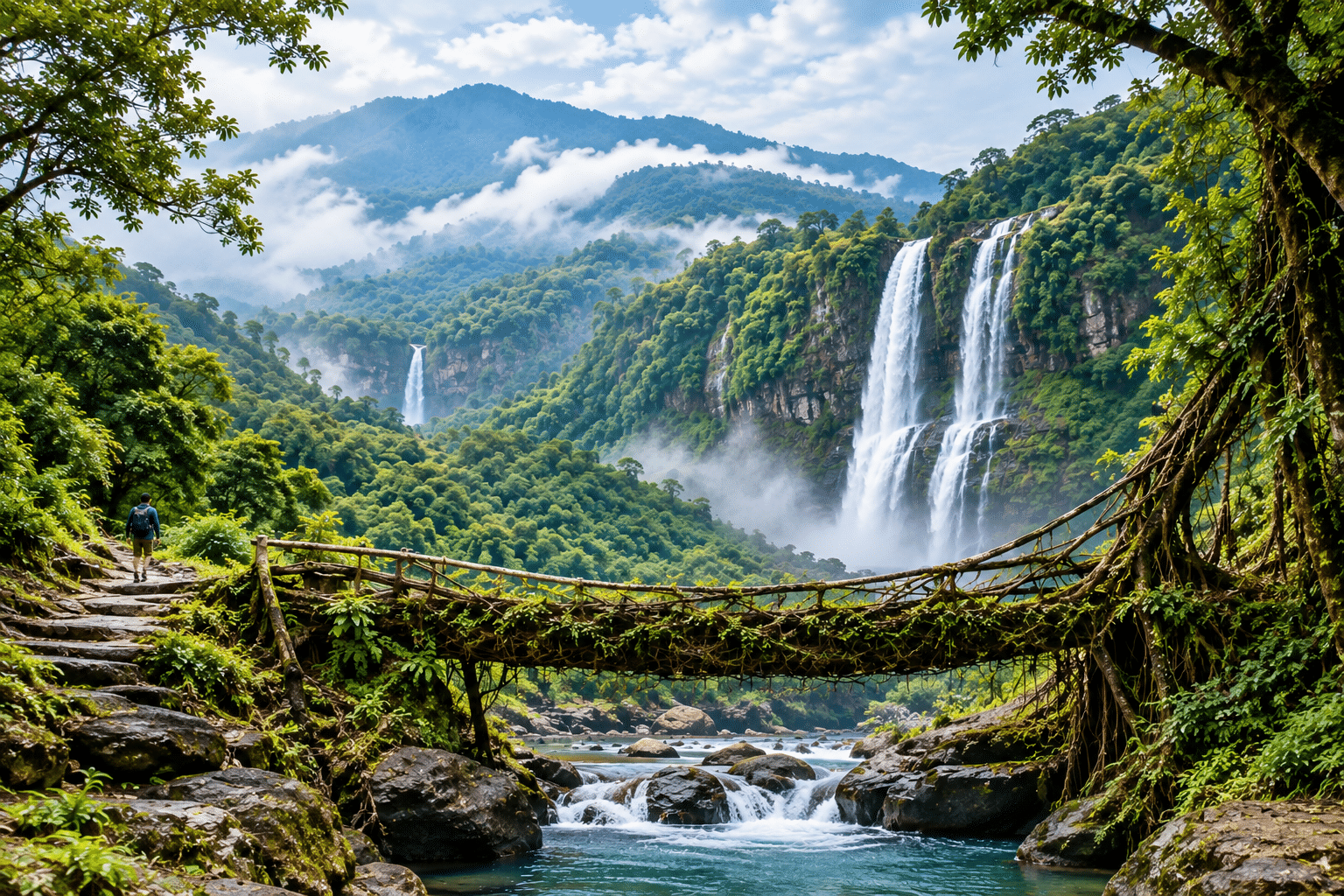 Meghalaya Living Root Bridge AI Image